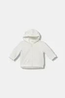 Kojenecká mikina United Colors of Benetton béžová barva, s kapucí, hladká, 3MDSA501M