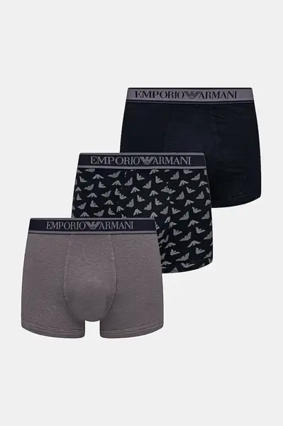 Boxerky Emporio Armani Underwear 3-pack pánské, tmavomodrá barva, EM000370 AF10779