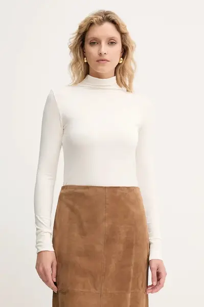 Tričko s dlouhým rukávem Marella Emme by Marella béžová barva, s golfem, 2525946031200