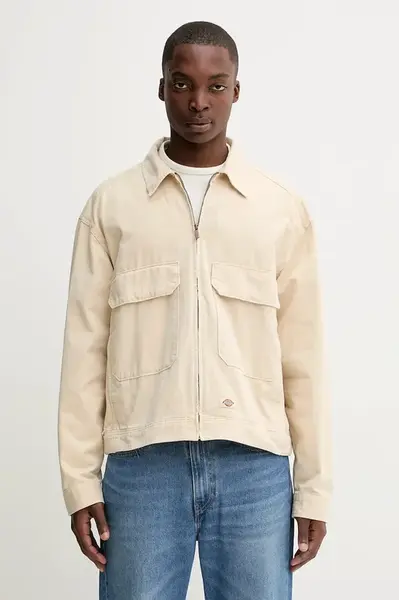 Džínová bunda Dickies béžová barva, přechodná, oversize, DK0A87OE