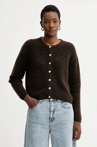 Kardigan s příměsí vlny American Vintage GILET ML COL ROND