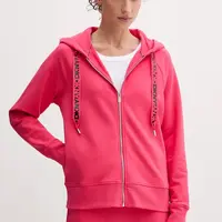 Mikina Dkny dámská, béžová barva, s kapucí, hladká, DP5J9510