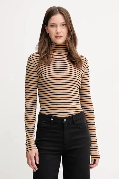 Bavlněné tričko s dlouhým rukávem United Colors of Benetton modrá barva, s golfem, 30YSE2225