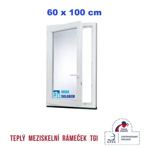 Plastové okno | 60x100 cm (600x1000 mm) | bílé | otevíravé i sklopné | levé