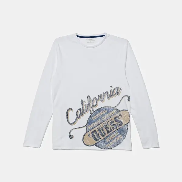 Dětské bavlněné tričko s dlouhým rukávem Guess