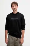 Bavlněná mikina Armani Exchange pánská, černá barva, s potiskem, XM001284 AF20934