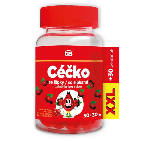GS Céčko se šípky želatinky bez cukru XXL 50+30 ks