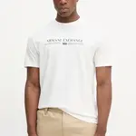 Bavlněné tričko Armani Exchange pánské, bílá barva, s potiskem, XM001074 AF10356