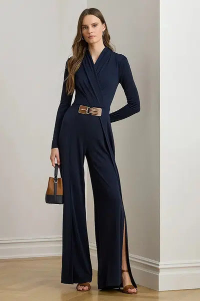 Overal Lauren Ralph Lauren tmavomodrá barva, s výstřihem do v, 200980218