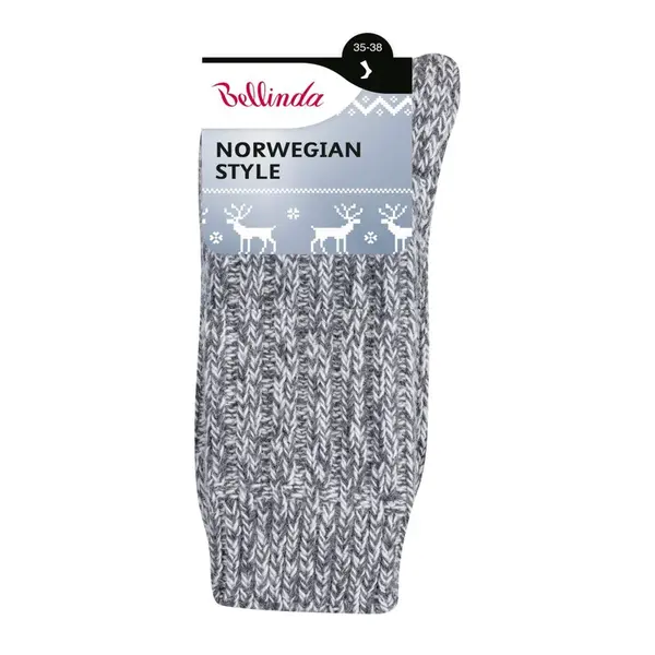 Bellinda NORWEGIAN teplé ponožky vel. 35/38 1 pár šedé