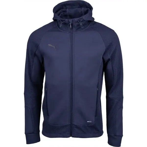 Puma TEAMCUP CASUALS HOODED JACKET Pánská tréninková mikina, tmavě modrá, velikost
