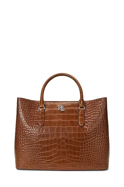 Kožená kabelka Lauren Ralph Lauren hnědá barva, 431942189