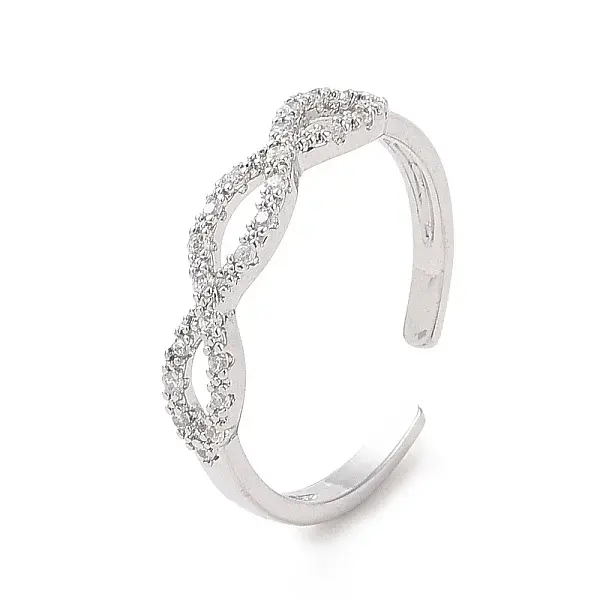 Clear Cubic Zirconia Hollow Out Oval Open Cuff Ring