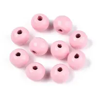 Spray Painted Round Natural Schima Wood Beads