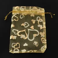 Heart Printed Organza Bags