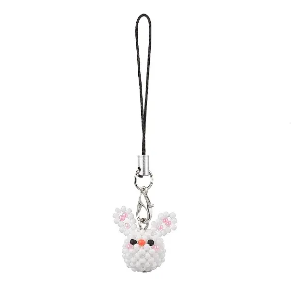 Rabbit Glass Seed Beads Charms Mobile Straps