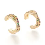 Brass Micro Pave Cubic Zirconia Cuff Earrings