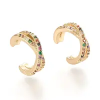 Brass Micro Pave Cubic Zirconia Cuff Earrings