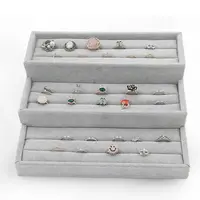 3-Tier Velvet Ring Display Risers