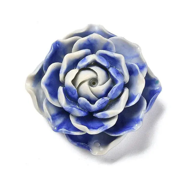 Synthetic Shell Dyed Carved Flower Connector Charms