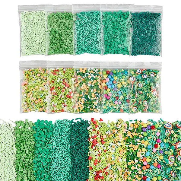 200G 10 Style Saint Patrick's Day Handmade Polymer Clay Cabochons Sets