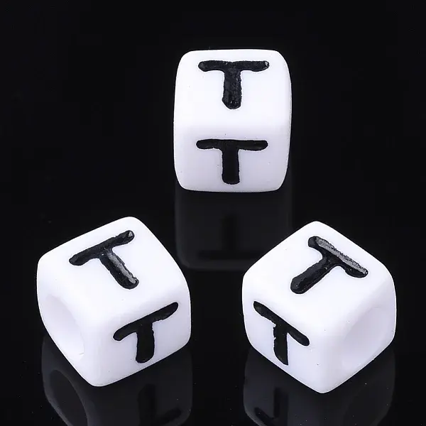 Acrylic Horizontal Hole Letter Beads