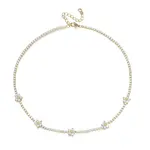 Cubic Zirconia Classic Tennis Necklace with Flower Links