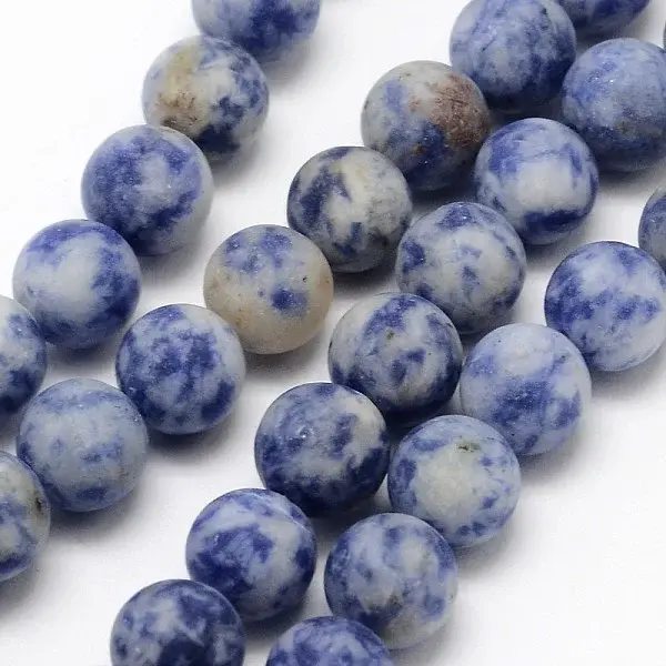 Natural Blue Spot Jasper Round Bead Strands