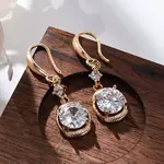 Brass Micro Pave Clear Cubic Zirconia Dangle Earrings