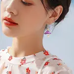 Enamel Mushroom Dangle Stud Earrings