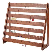 7-Tier Trapezoid Wood Earrings Organizer Holder Displays