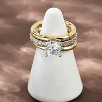 Brass Micro Pave Cubic Zirconia Plain Band Finger Rings for Women