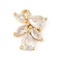Brass Micro Pave Clear Cubic Zirconia Charms