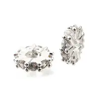 Flat Round Brass Micro Pave Cubic Zirconia Spacer Beads