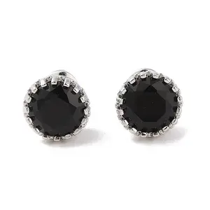 Rack Plating Brass Pave Single Cubic Zirconia Stud Earrings