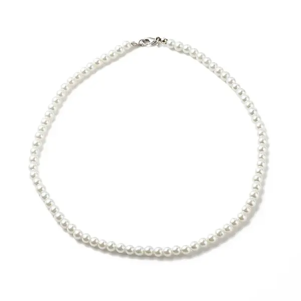 Glass Pearl Round Beaded Necklace for Women