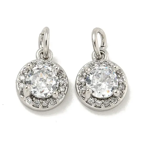 Brass Micro Pave Clear Cubic Zirconia Pendants