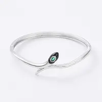 Enamel Snake Hinged Bangle with Cubic Zirconia