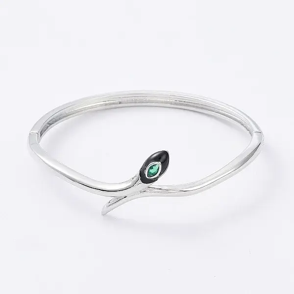 Enamel Snake Hinged Bangle with Cubic Zirconia