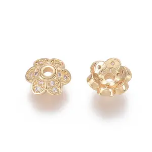 Brass Micro Pave Cubic Zirconia Fancy Bead Caps