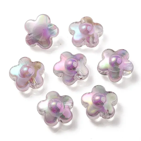 UV Plating Rainbow Iridescent Transparent Acrylic Beads