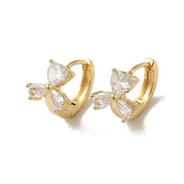 KC Gold Plated Brass Micro Pave Cubic Zirconia Hoop Earring