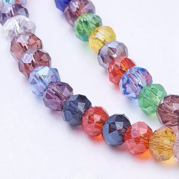 Mixed Electroplate Glass Faceted Rondelle Bead Strands