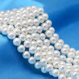 AB Color Plated Shell Pearl Round Bead Strands