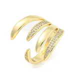 Brass Micro Pave Clear Cubic Zirconia Open Cuff Rings for Women