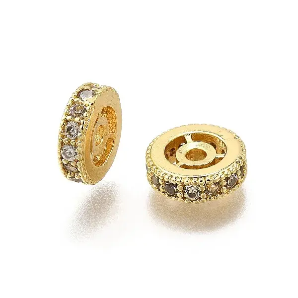 Brass Micro Pave Cubic Zirconia Beads