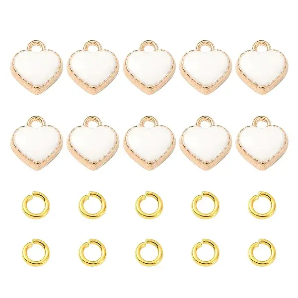 10Pcs Heart Alloy Enamel Charms
