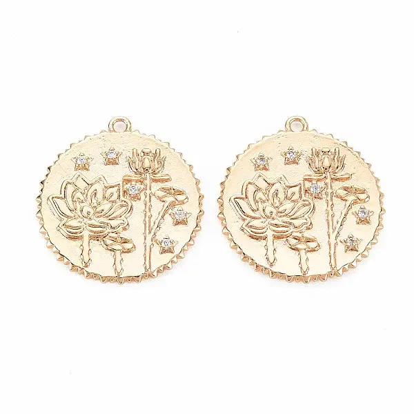 Brass Micro Pave Clear Cubic Zirconia Pendants