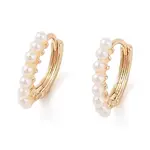 Brass with Plastic Pearl Hoop Earrings