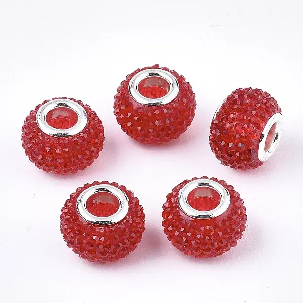 Resin Rhinestone European Beads